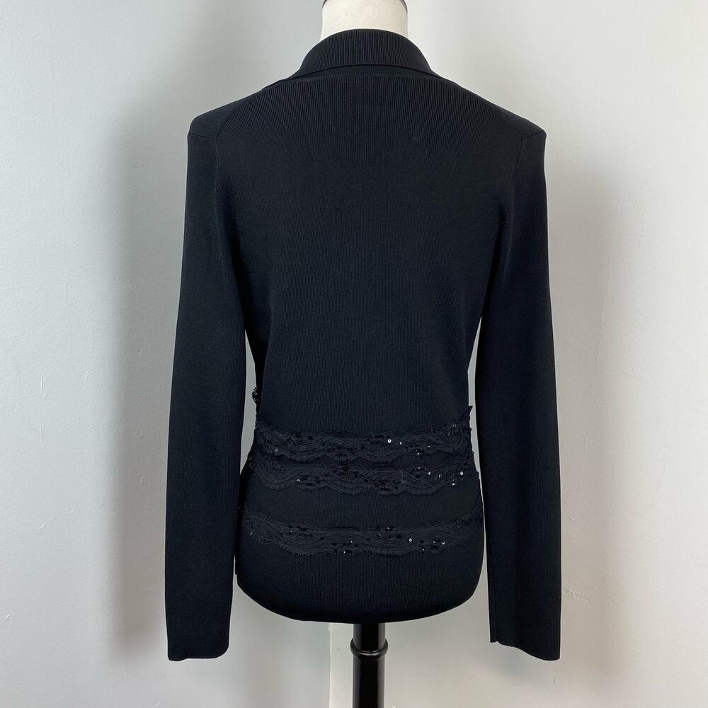 Vertigo Paris Black Lace & Sequin Button Front Knit Cardigan Sweater Small - Picture 6 of 11